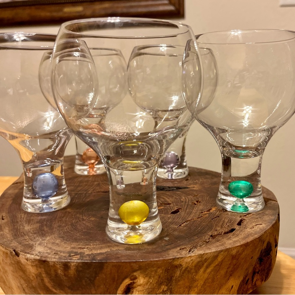 Vintage Collectible Gin Glass Set (5) Multicolored Cocktail Drinkware
